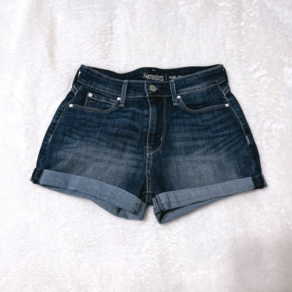 high waisted blue jean shorts